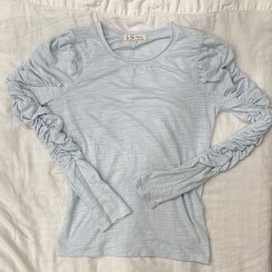 Free People Sky Blue Ruched Long Sleeve Top